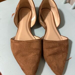 Cognac Faux Suede Women's Pointed Flats